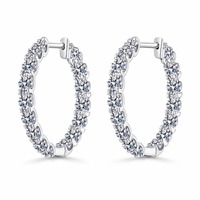 Orecchini a Cerchio di Lusso in Argento Sterling S925 con Moissanite da 2,6 Carati