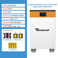 Batterie Lifepo4 US--Tewaycell 200A 16kwh 32kwh 64kWh 51.2V 314Ah 400Ah 628Ah 1256Ah pour système de stockage d'énergie domestique
