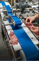 Machine à trancher automatique pour poitrines de poulet et de bœuf, moteur en acier inoxydable SUS304, usine de traitement haute efficacité 220/380/420V Longue portée
