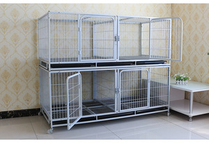 Cages pour animaux de compagnie en fer massif carrées, simples/doubles/triples couches, respirantes, blanches/noires, avec <span class=keywords><strong>porte</strong></span> <span class=keywords><strong>coulissante</strong></span> horizontale pour chats, lapins, pigeons - Product Image 2