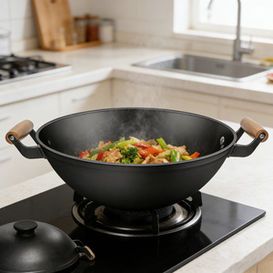 Double-handled Iron Wok Non-stick Round Bottom Large Gas Stove Specific Uncoated Household Cooking Pan - Product Image 3