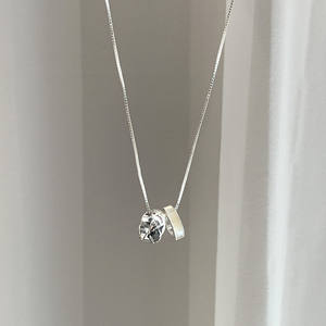 Collar de Plata de Ley S925 de Doble Capa con Diseño de Gota de Arroz Apilada, Cadena de Hueso de Serpiente de Diseño Simple y Moderno - Product Image 2