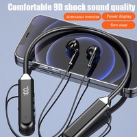 BT 5.2 headphone nirkabel TWS tahan air olahraga Bass Handsfree dengan mikrofon Stereo kalung earphone Headset olahraga