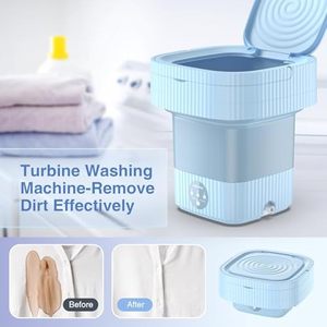 Lavadora/secadora eléctrica todo en uno para el hogar, calcetines y ropa interior, lavadora plegable pequeña portátil con pantalla táctil inteligente de 6L - Product Image 4