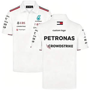Polo de course personnalisé entièrement imprimé, acceptant le logo de sponsor personnalisé, vêtements de sport de haute qualité à blocs de couleur pour équipe de course et usage urbain - Product Image 1