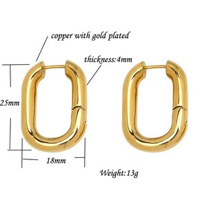 Boucles d'oreilles en forme de U, or 18 mm, design géométrique, pour femmes, bijoux tendance - Product Image 4
