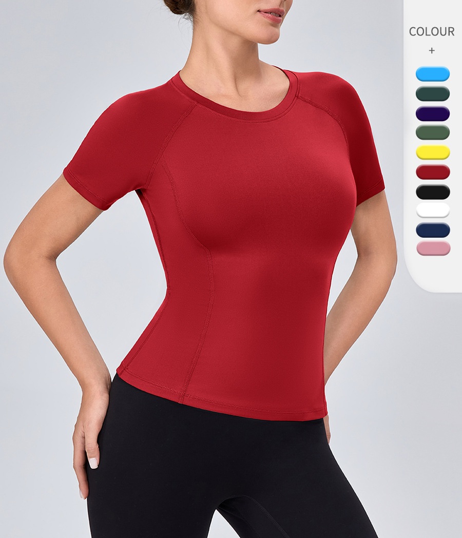 Gym Shirt Custom Logo 85% Polyester 15% Spandex Light Weight Women Sportswear Yoga Tops Activewear Training Gym Workout T Shirt