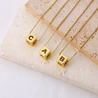 Pendentif en forme de lettre en laiton plaqué or 18 carats, perle alphabet cube pour la fabrication de colliers, bracelets et bijoux