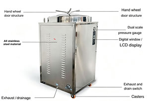 Autoclave de Vapor Automático de 200L de Acero Inoxidable 304 para Esterilización de Sustrato y Micelio en Cultivos de Hongos - Product Image 4