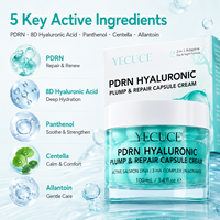 Crème en capsules bleues YECUCE PDRN à l'acide hyaluronique, logo personnalisé, crème réparatrice anti-âge pour le visage, hydratant, complexe 5HA, niacinamide