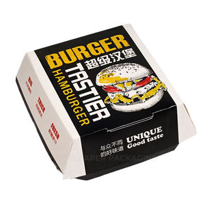 Wholesale Custom Logo Printed Hamburger <b>Box</b> Sanitary Hamburger Snack Container Waterproof Paper Food Container - Product Image 6