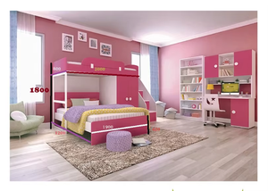 Muebles populares para jardín de infantes, camas para dormitorio de niños, litera de madera con marco mental con escritorio para niños y armario para dormitorio - Product Image 4