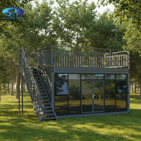Bâtiment modulaire à double niveau, robuste, portable, élégant, spacieux, résistant aux intempéries, à assemblage rapide et personnalisable