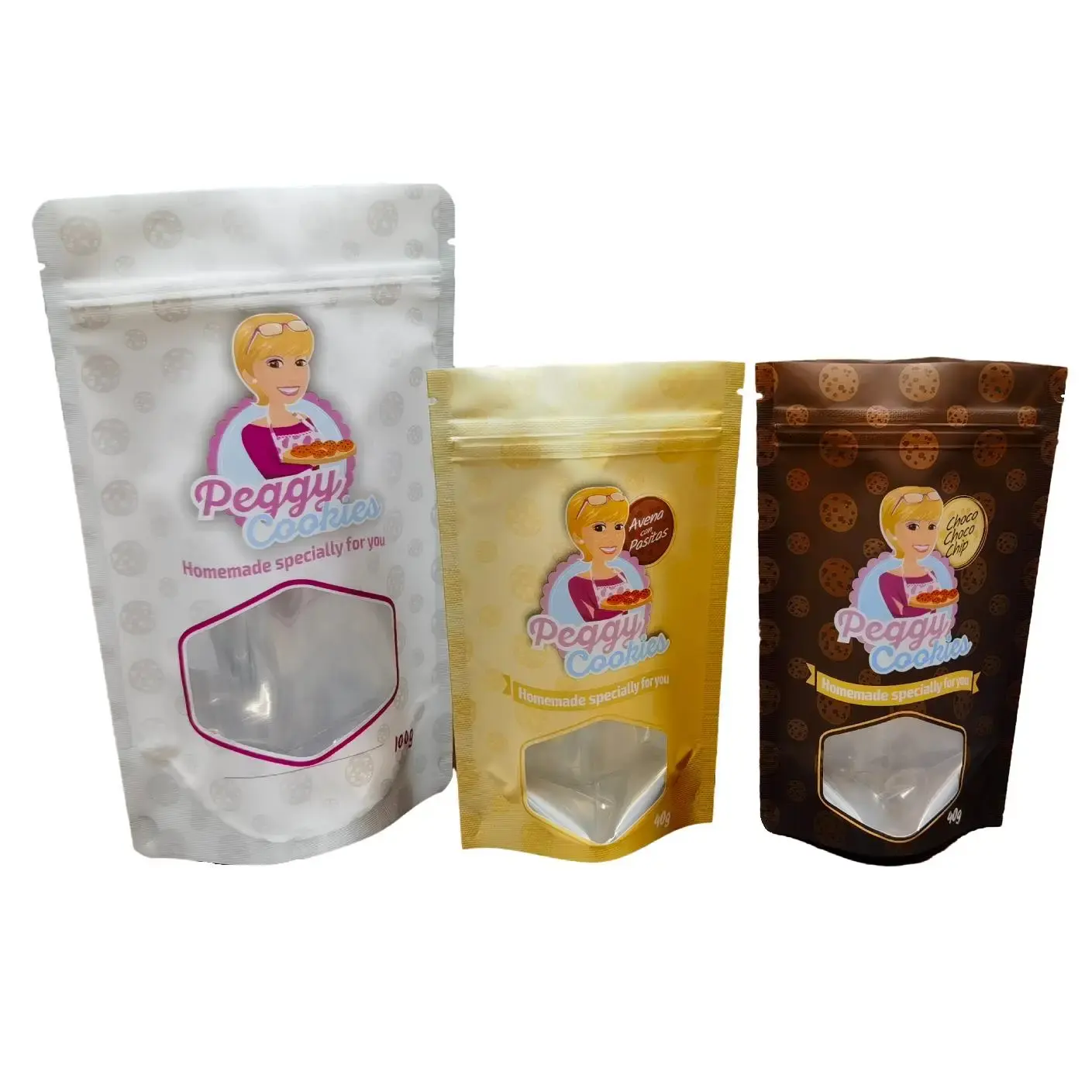 Bolsas de plástico de embalaje, bolsa de aperitivos Ziplock de grado alimenticio impresa personalizada para embalaje de alimentos