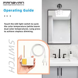 <span class=keywords><strong>Interruptor</strong></span> Táctil Capacitivo de 110V 220V para Espejo de Baño <span class=keywords><strong>LED</strong></span>, 12V 1A 12W, <span class=keywords><strong>con</strong></span> Atenuación, Venta de Fábrica al por Mayor - Product Image 4