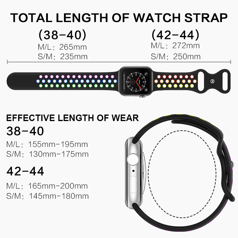 Wholesale Hot Selling for Rubber Watch Band Snap Buckle Dual Color Sport Loop Silicone Wristband for Watch 7 38-45mm