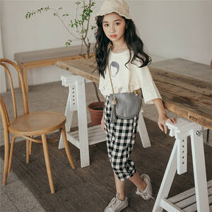 Nuevo Producto, Ropa Infantil de Boutique, Conjunto Casual y Elegante de Camiseta de Algodón para Niñas con Estampado a Cuadros y Pantalones para Niños - Product Image 4