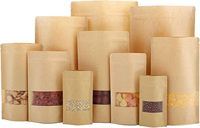 100 Sachets Doypack en Aluminium avec Fenêtre, 6x9 Pouces, Sacs Alimentaires en Papier Kraft Refermables