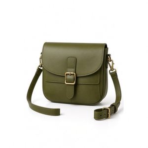 Bolso Bandolera de Cuero Genuino Verde Oliva, Correa Única con Cierre de Hebilla, Estilo Minimalista, para Todas las Temporadas, Bolso de Hombro para Mujer - Product Image 3