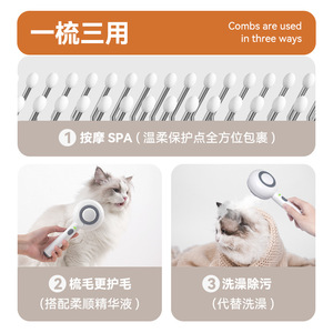 <b>Cat</b> Spray Comb Rechargeable Water Mist Massage Brush For Loose Hair Removal Pet Grooming Tool - Product Image 5