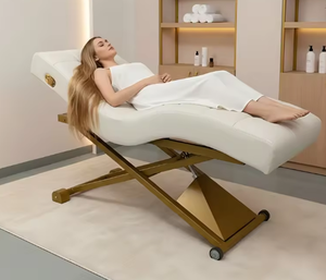 เตียงนวดปรับระดับได้หนัง PU ทันสมัย ราคาโรงงาน พร้อมเมมโมรี่โฟม เตียงต่อขนตาโค้งไฟฟ้า เฟอร์นิเจอร์สปาและร้านเสริมสวยแบบพกพา - Product Image 1