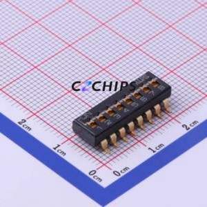 SSGM780103 DIP Switch SMD-16P,6.8x22.1mm Switch Flat Toggle, Groove Type Single Pole Single Throw 8 Gull Wing Type - Product Image 1