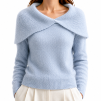 Pull personnalisé pour femme, style vintage décontracté, sans col, tricoté avec blocs de couleur, chaud