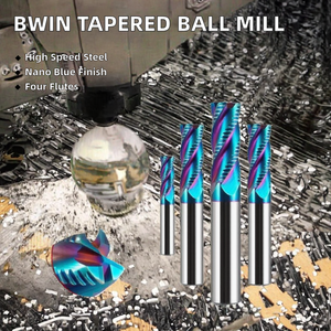 ดอกกัดงาน CNC ยี่ห้อ YUFU BWIN แบบปลายมนเรียว 4 ฟลุต ขนาด R0.25-R1.0 ก้าน 1/8 นิ้ว เคลือบ AlTiN สำหรับงานกัดขึ้นรูป ODM - Product Image 2