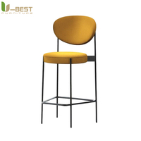 Tabouret de bar moderne et luxueux U-best, en bois massif, confortable, pour la réception d'hôtel