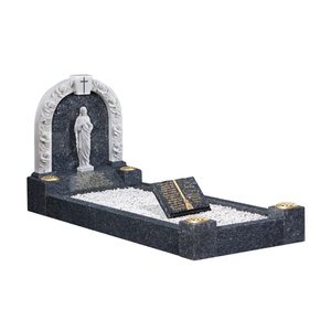 Lapidi Funerarie Nere in Granito con Scaglie di Vetro Lucide - Product Image 1