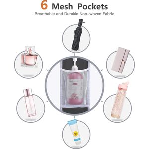 <b>Over</b> <b>Door</b> Organizer 4 Large Pockets 6 Mesh Side Pockets Dark Grey Hanging Storage For Clothing Shoes Behind <b>Doors</b> On Walls - Product Image 3