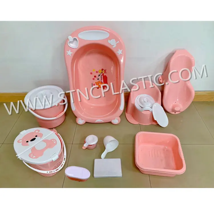 baby care cartoon pp plastic baby bath tub set 10pcs baby sets