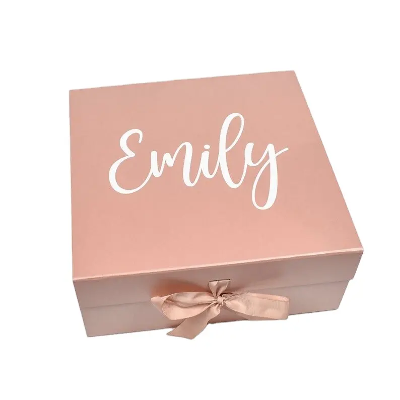 Embalaje de cartón rígido personalizado, caja de regalo magnética de lujo, plegable, de papel, para vestido de boda, con cierre de cinta