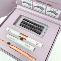 Kit d'extension de cils personnalisé avec logo, vente chaude, 8-16mm, mix de boucles DCurl, kit de cils en grappe, volume naturel, faux cils faits à la main
