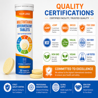 Complément de santé pour adultes : Comprimé effervescent multivitaminé C, A, B, D, E pour le système immunitaire et l'éclaircissement, enrichi en Vitamines C, Calcium, Fer, Zinc, Sélénium