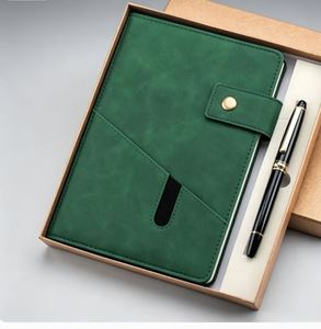 Cadeaux de bureau personnalisés Articles promotionnels Ensembles exécutifs Carnets en cuir PU gris A5 avec stylo Ensemble cadeau d'entreprise pour homme - Product Image 4
