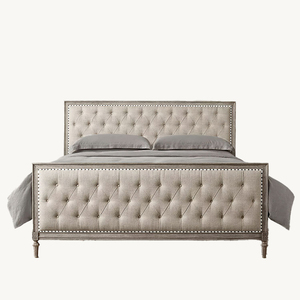Juegos de muebles de dormitorio con funda para cama con panel de diamantes de tela contemporánea francesa para camas tamaño King y Queen - Product Image 4