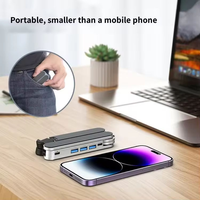 Hub USB-C en alliage d'aluminium 2-en-1, support pliable pour ordinateur portable, station d'accueil multi-ports réglable, réglage à 6 niveaux pour 10-17 pouces