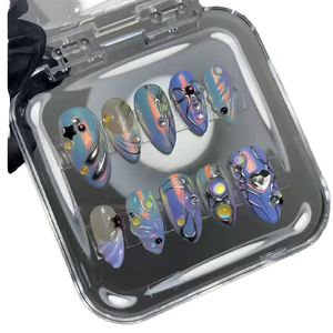 Ongles press-on 3D de luxe personnalisés <span class=keywords><strong>pour</strong></span> adolescentes, <span class=keywords><strong>faux</strong></span> ongles artificiels de haute qualité, doux et stylés, avec colle - Product Image 1