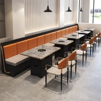 Canapé-banc moderne de gros pour restaurant commercial avec table et chaises pour la restauration de fondue et les repas
