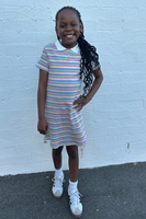Robe d'été décontractée pour filles, en coton côtelé rayé, avec col côtelé, robe d'été confortable pour bébés filles