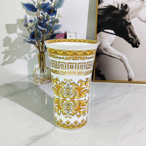 Jarrón de Cerámica de Boca Ancha, Creativo, Amarillo, Esmaltado, para Arreglos Florales - Product Image 5