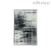 FLOLENCO Peinture murale décorative abstraite monochrome moderne, cadre en métal argenté, toile texturée pour maison minimaliste
