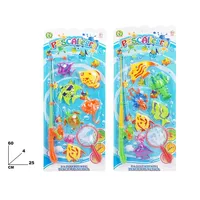 MAZZEO GIOCATTOLI Set Mainan Pancing Magnetik Plastik 60cm dengan Ikan dan Joran Warna-warni untuk Anak Usia 3+