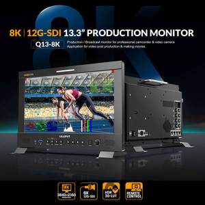 Nouveau moniteur de diffusion studio 13,3 pouces 4K 12G SDI IPS HDR à fibre optique avec haut-parleur intégré, compatible batterie V-lock et support d'éclairage - Product Image 3