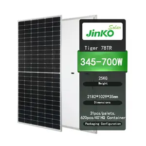 Tấm pin mặt trời quang điện đơn tinh thể jinko 400W-700W Tấm Pin Mặt Trời loại n được sử dụng cho các hệ thống năng lượng mặt trời