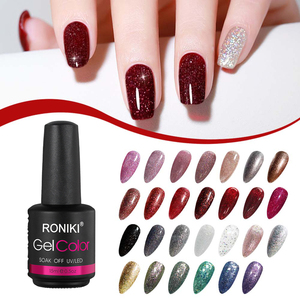 RONIKI Fabrik preis Nagel zubehör Hema-Free UV Gel <span class=keywords><strong>Polish</strong></span> Private Label Großhandel OEM Acryl <span class=keywords><strong>Glitter</strong></span> Soak Off Gel Nagellack - Product Image 2