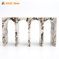 Table console en marbre Rosso Levanto à base multi-arche de style Art déco, idéale pour les entrées de villas de luxe et les showrooms haut de gamme