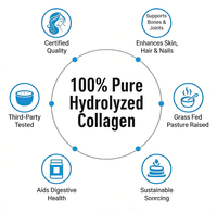 Poudre de peptides de collagène multi-sources à faible teneur en glucides, haute absorption, collagène hydrolysé, complément alimentaire personnalisé pour adultes, marque privée