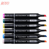 Touchnew T6-80Colors double pointe peinture double tête stylo marqueur d'alcool huileux pour dessin fournitures d'art